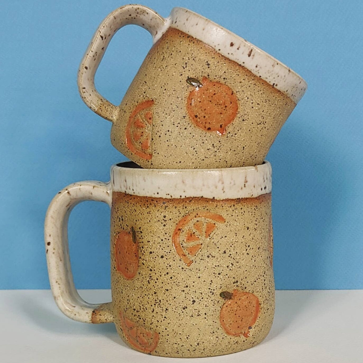 Orange Stamp Ceramic Mug: 16oz