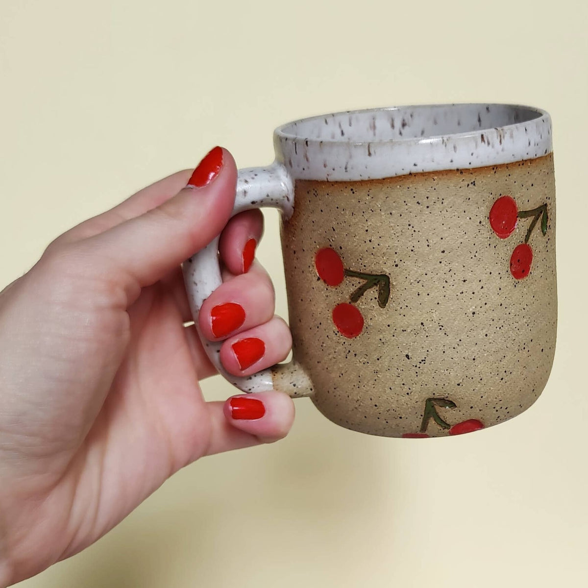 Cherry Stamped Mug: 12oz