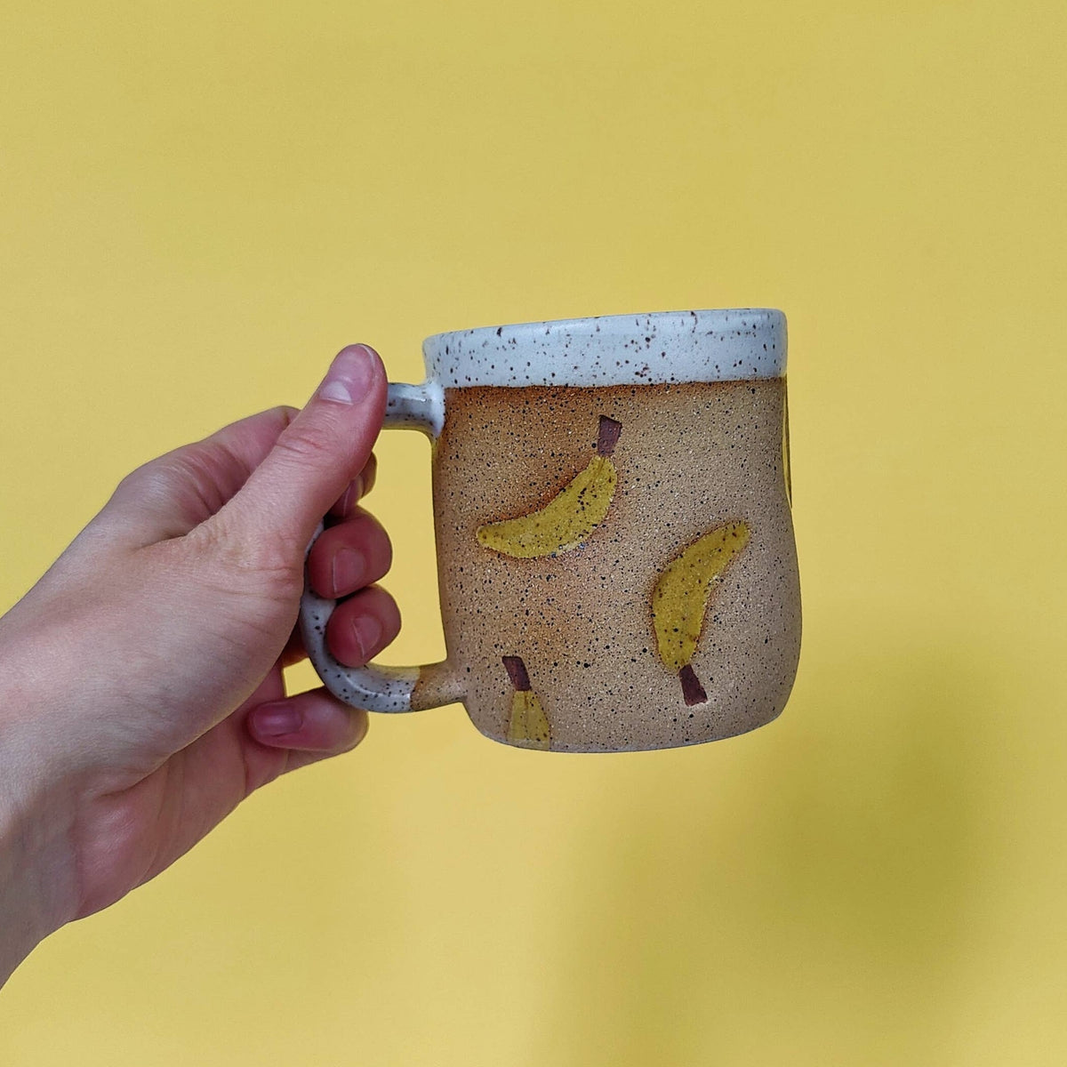 Banana Stamped Ceramic Mug: 16oz