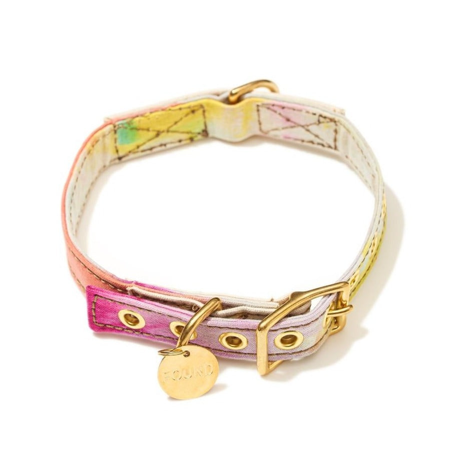 Hand Dyed Multi-Colored Cotton Cat and Dog Collar
