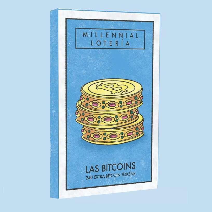 Millennial Loteria Board Game: Las Bitcoins (bingo markers)