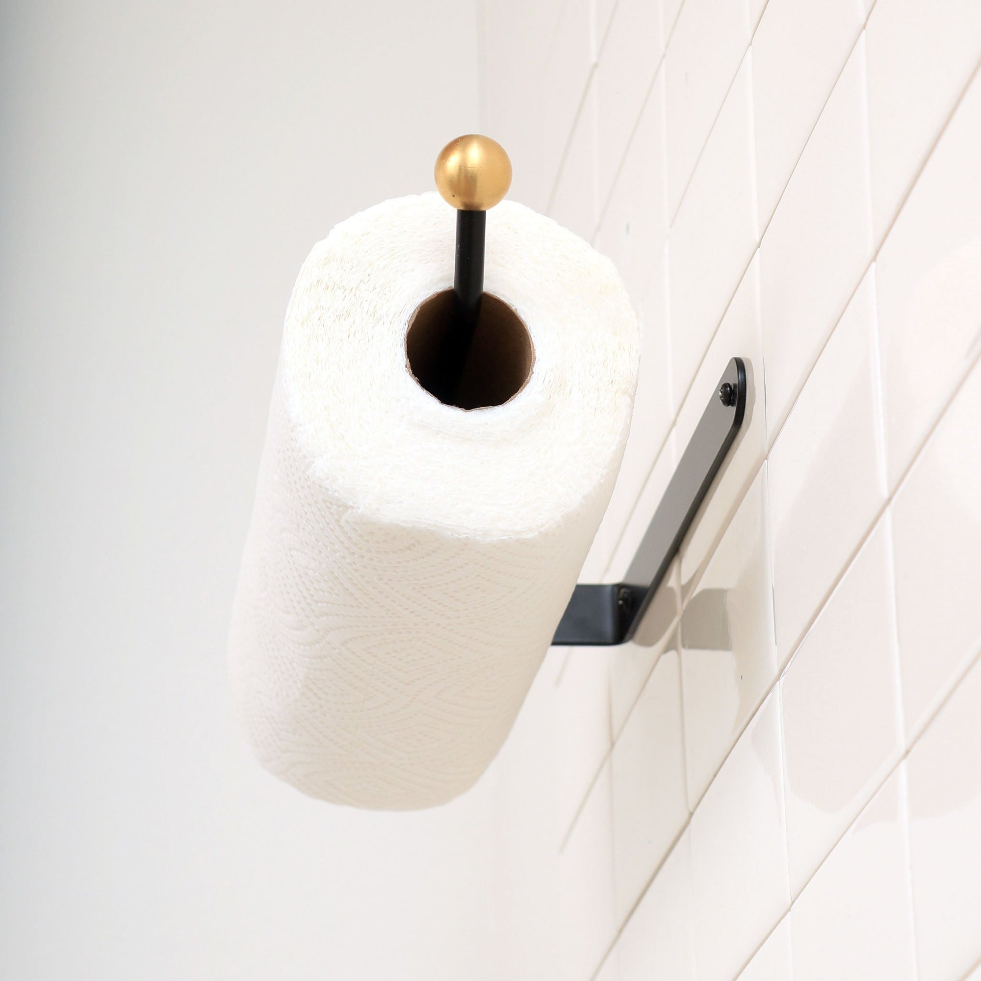 paper towel holder black brass