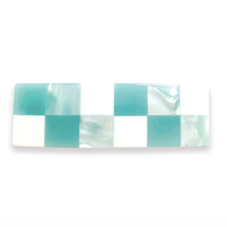 Minty Checkers Hair Barrette